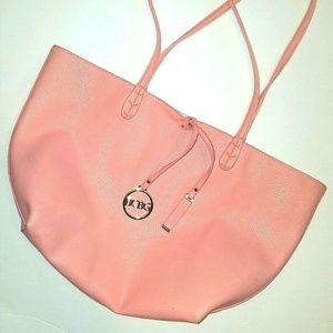 BCBG Pink Tote Purse with Gold Tone Trim